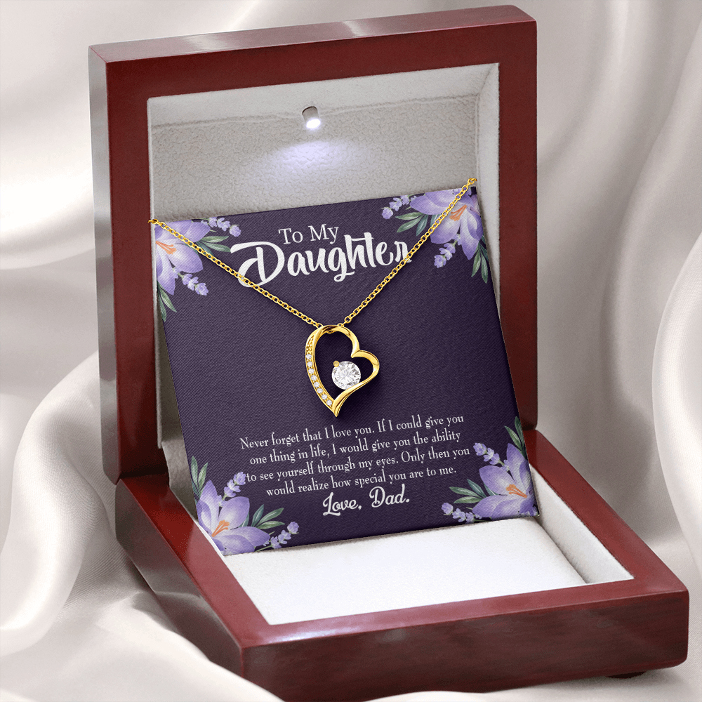 To My Daughter Never Forget From Dad Dark Forever Necklace w Message Card-Express Your Love Gifts