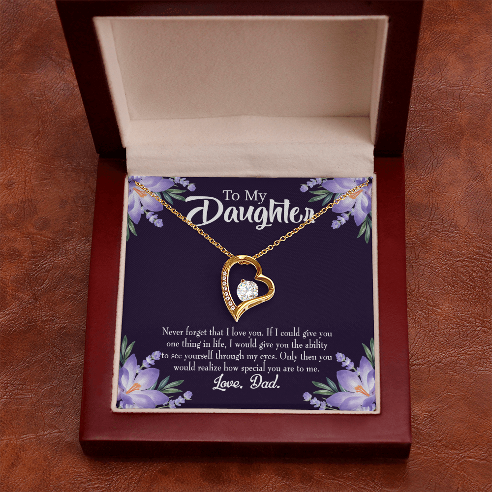 To My Daughter Never Forget From Dad Dark Forever Necklace w Message Card-Express Your Love Gifts