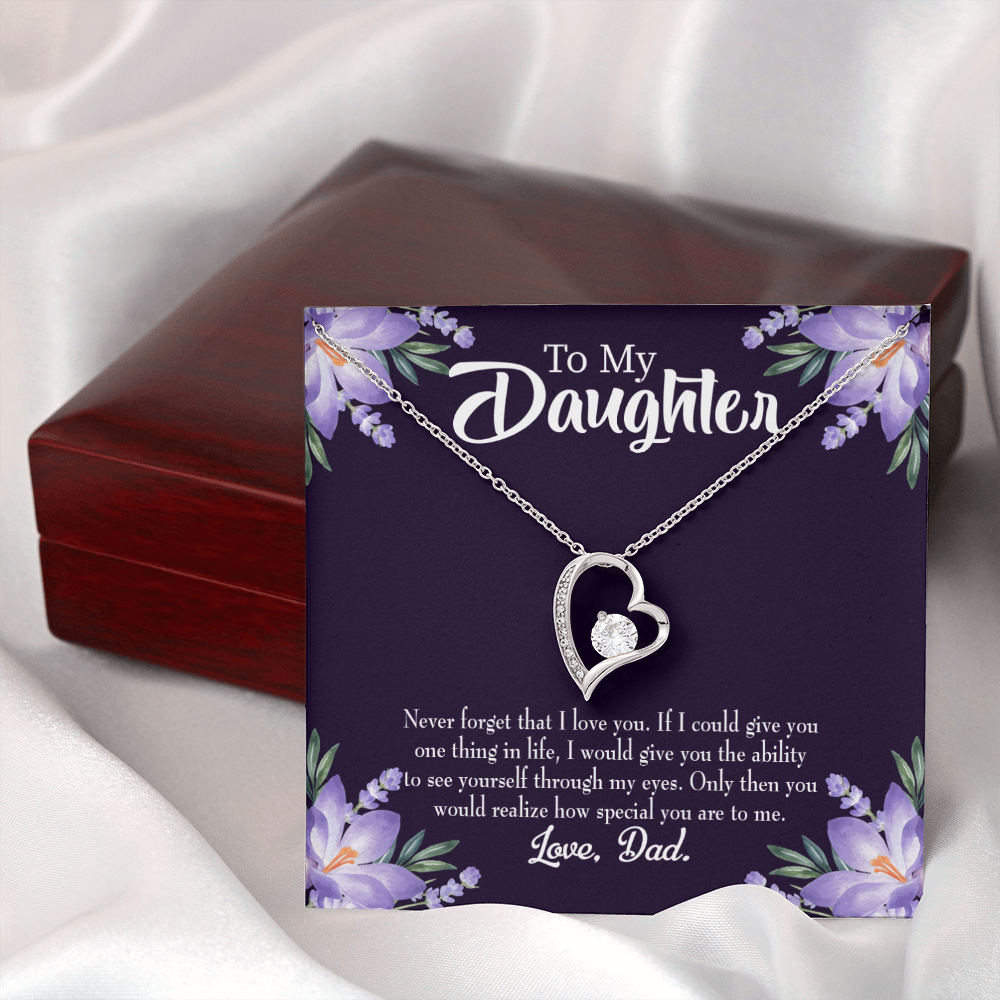 To My Daughter Never Forget From Dad Dark Forever Necklace w Message Card-Express Your Love Gifts