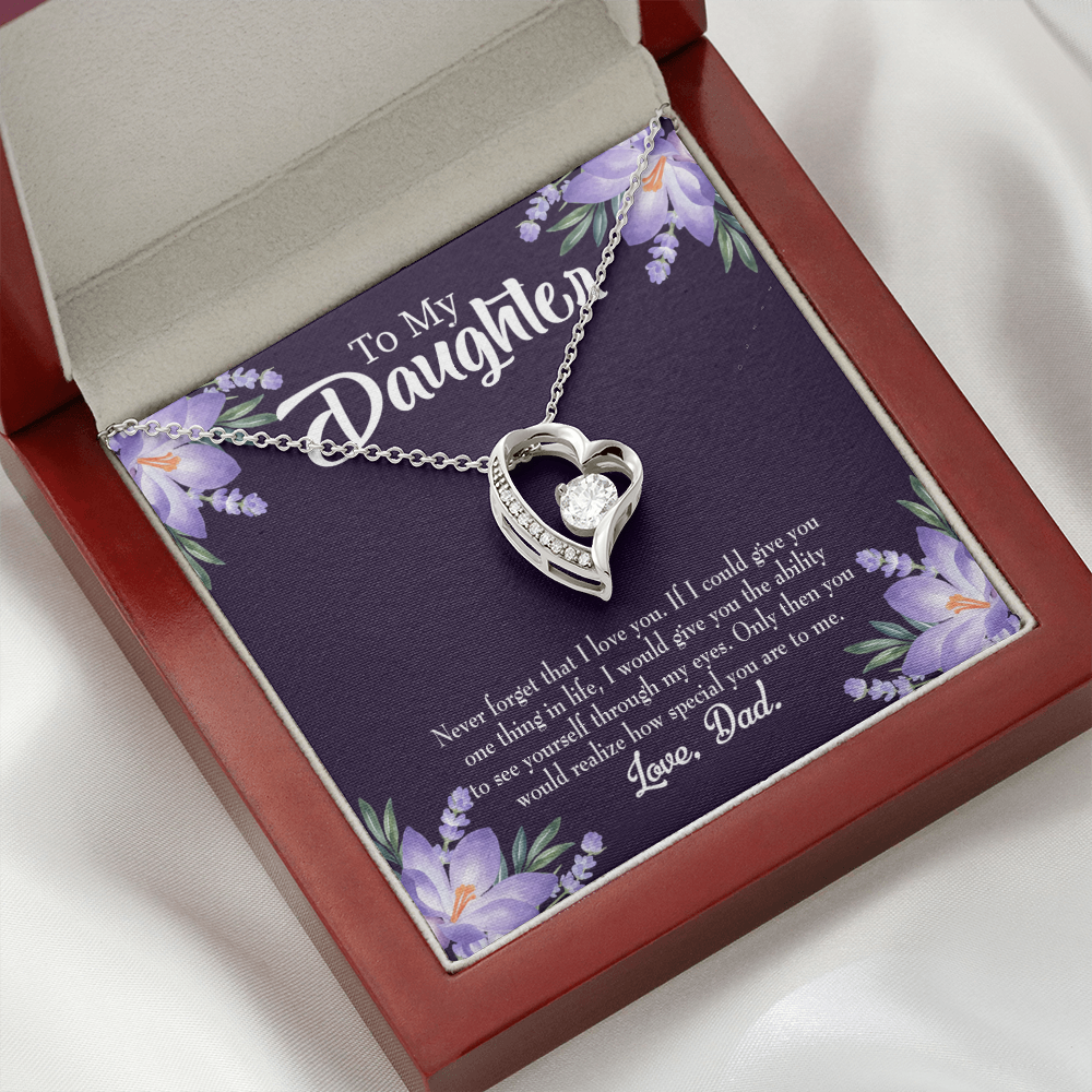 To My Daughter Never Forget From Dad Dark Forever Necklace w Message Card-Express Your Love Gifts