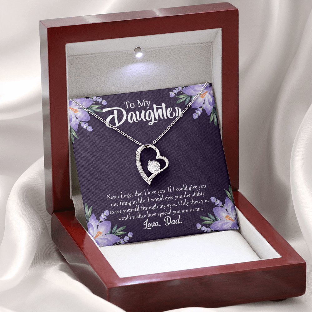 To My Daughter Never Forget From Dad Dark Forever Necklace w Message Card-Express Your Love Gifts
