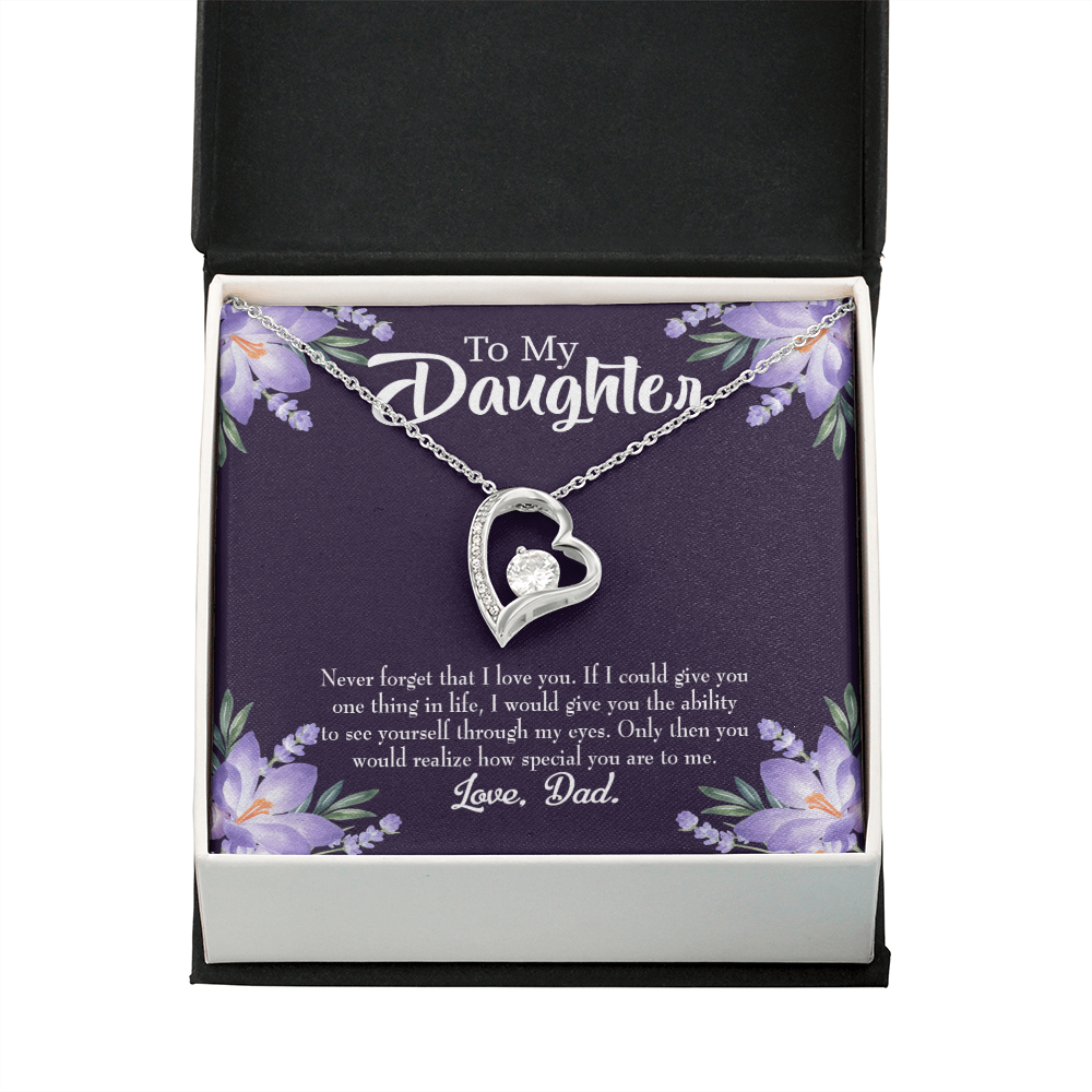 To My Daughter Never Forget From Dad Dark Forever Necklace w Message Card-Express Your Love Gifts