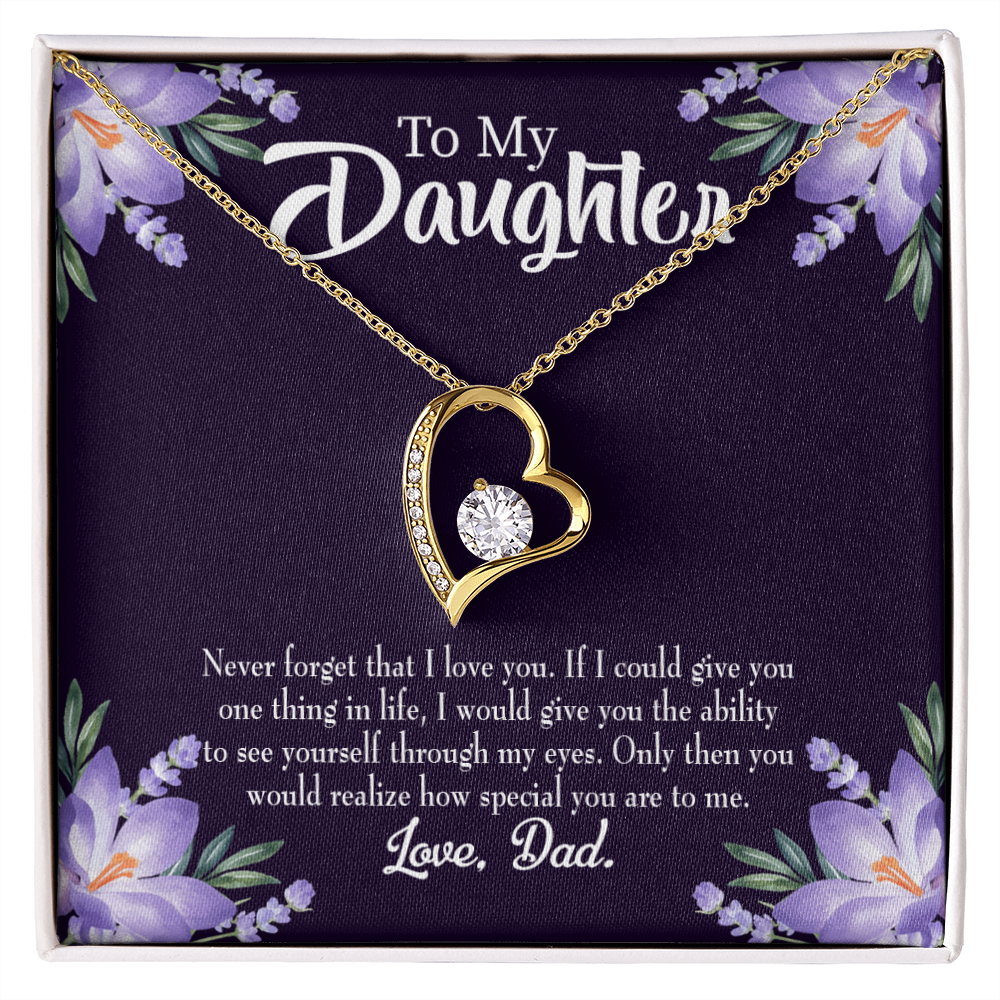 To My Daughter Never Forget From Dad Dark Forever Necklace w Message Card-Express Your Love Gifts