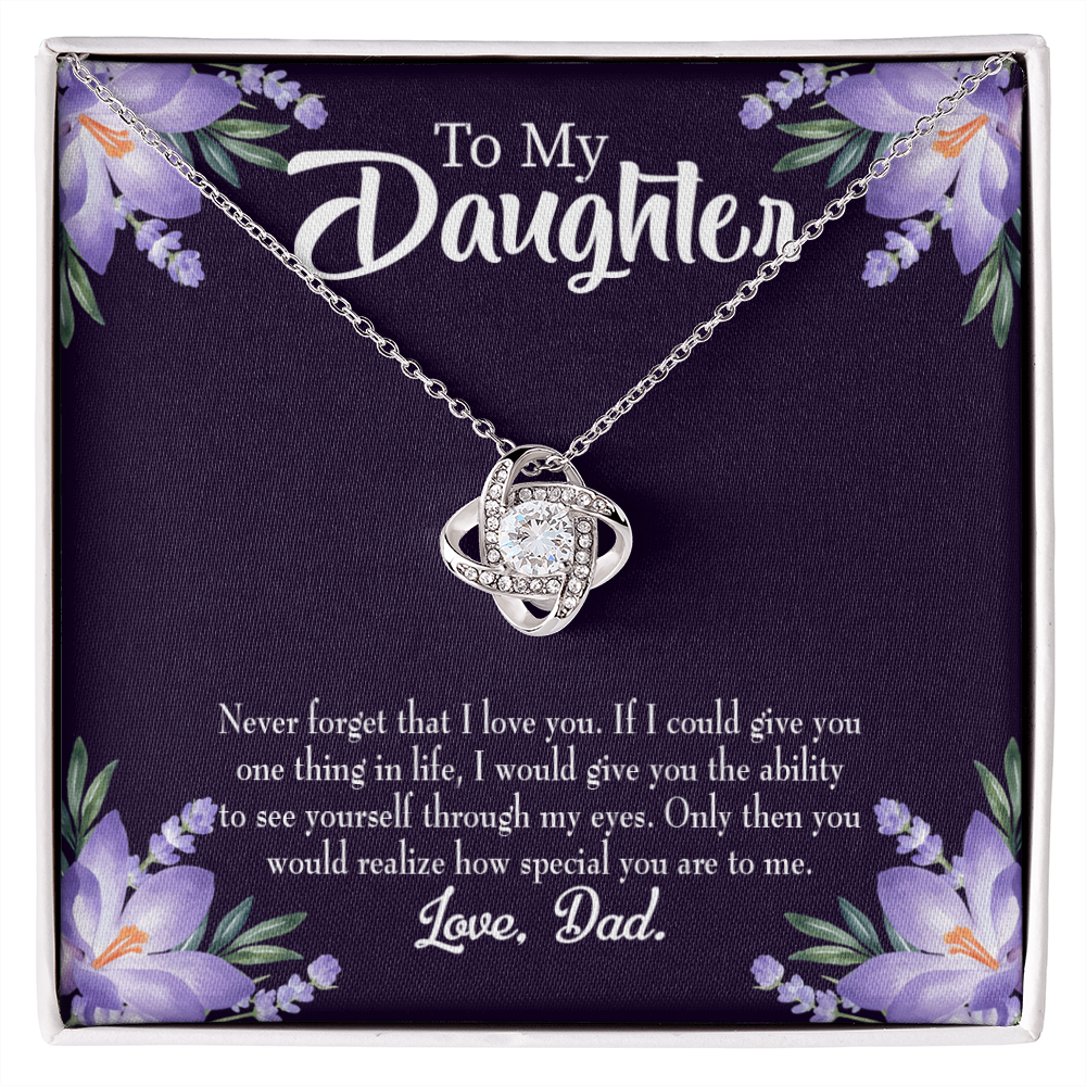 To My Daughter Never Forget From Dad Dark Infinity Knot Necklace Message Card-Express Your Love Gifts
