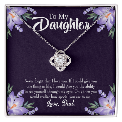 To My Daughter Never Forget From Dad Dark Infinity Knot Necklace Message Card-Express Your Love Gifts