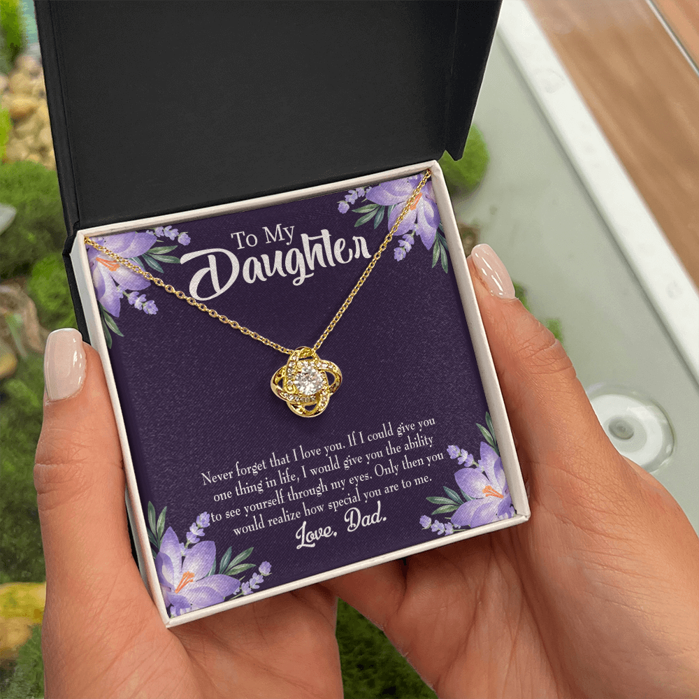 To My Daughter Never Forget From Dad Dark Infinity Knot Necklace Message Card-Express Your Love Gifts