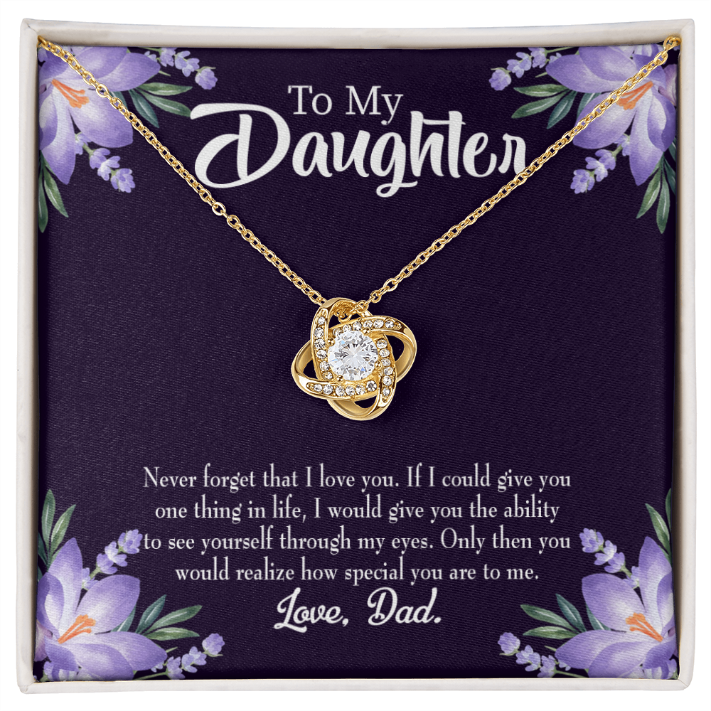 To My Daughter Never Forget From Dad Dark Infinity Knot Necklace Message Card-Express Your Love Gifts