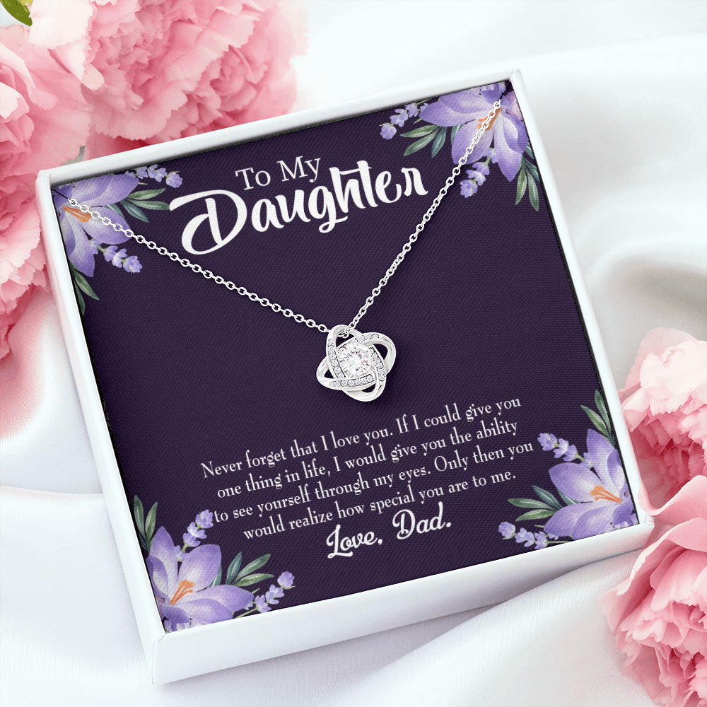 To My Daughter Never Forget From Dad Dark Infinity Knot Necklace Message Card-Express Your Love Gifts