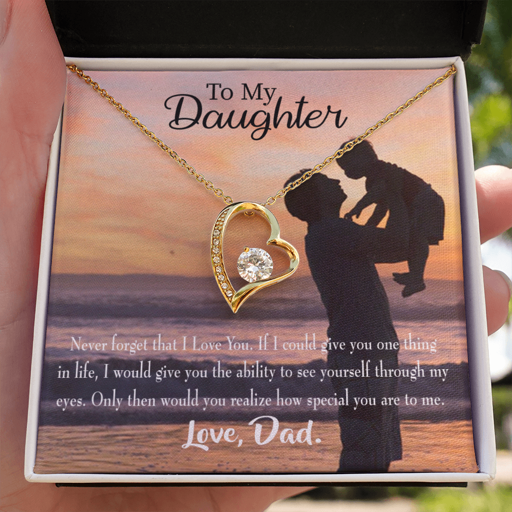 To My Daughter Never Forget From Dad Forever Necklace w Message Card-Express Your Love Gifts