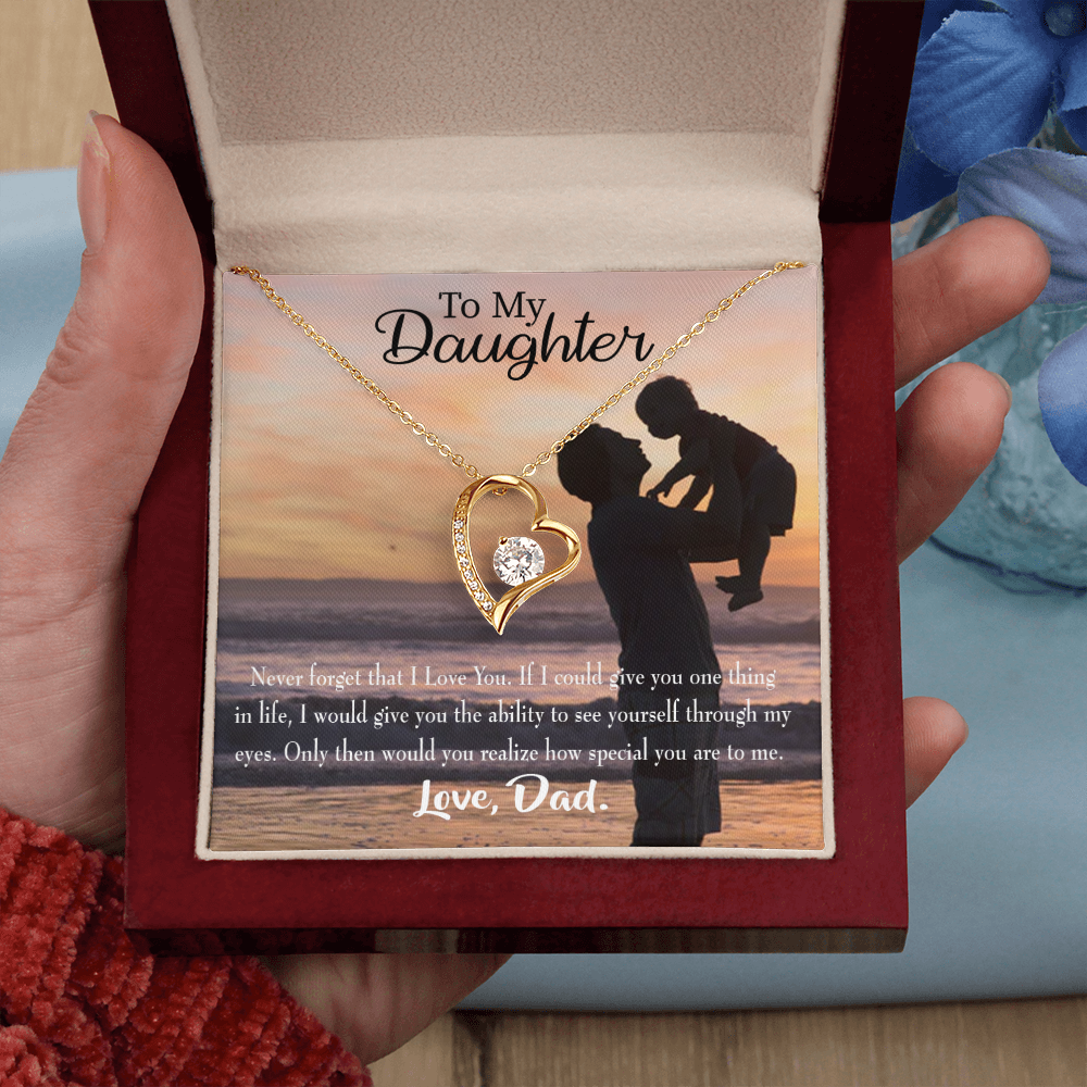 To My Daughter Never Forget From Dad Forever Necklace w Message Card-Express Your Love Gifts