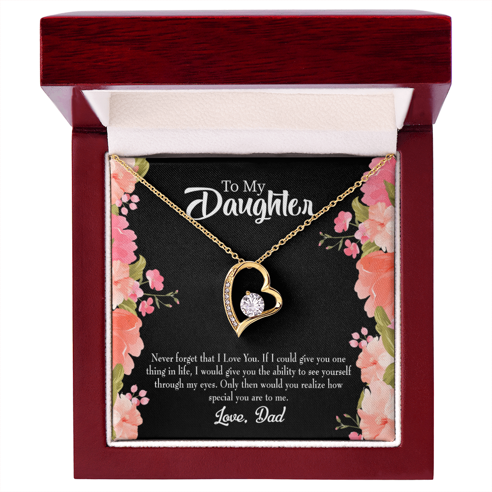 To My Daughter Never Forget I Love You From Dad Forever Necklace w Message Card-Express Your Love Gifts