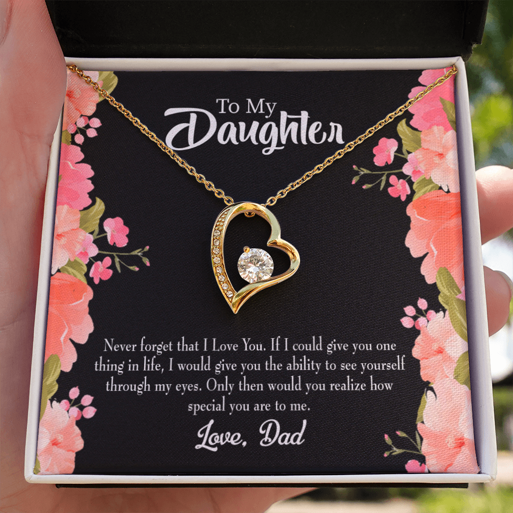 To My Daughter Never Forget I Love You From Dad Forever Necklace w Message Card-Express Your Love Gifts