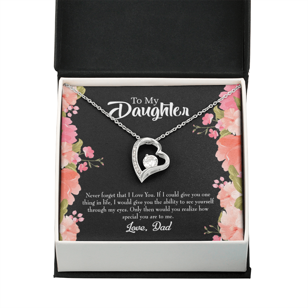 To My Daughter Never Forget I Love You From Dad Forever Necklace w Message Card-Express Your Love Gifts