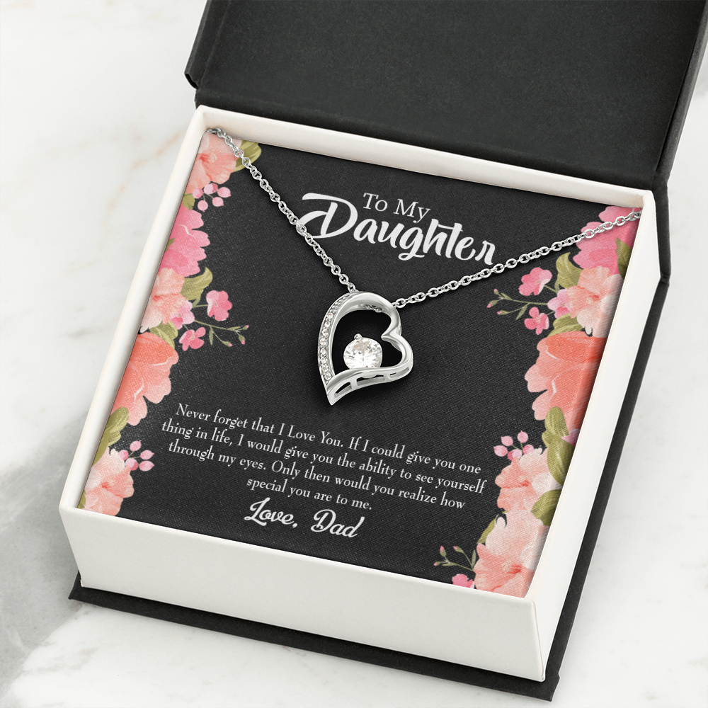 To My Daughter Never Forget I Love You From Dad Forever Necklace w Message Card-Express Your Love Gifts