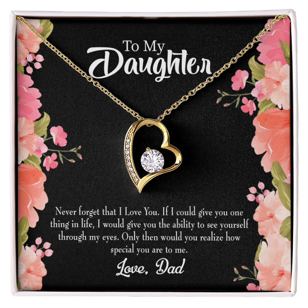 To My Daughter Never Forget I Love You From Dad Forever Necklace w Message Card-Express Your Love Gifts