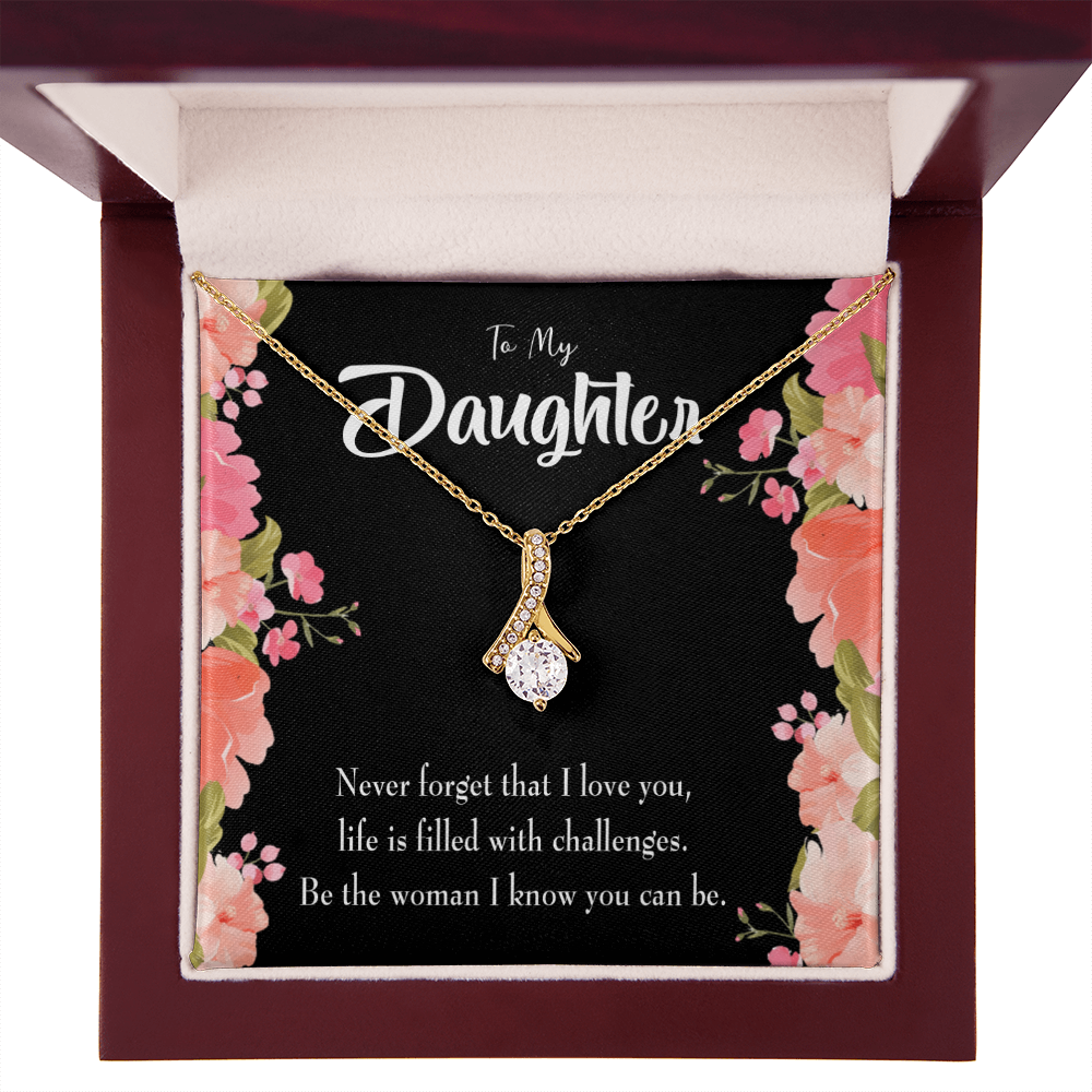 To My Daughter Never Forget That I Love You Alluring Ribbon Necklace Message Card-Express Your Love Gifts