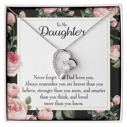 To My Daughter Never Forget That Loves You Forever Necklace w Message Card-Express Your Love Gifts