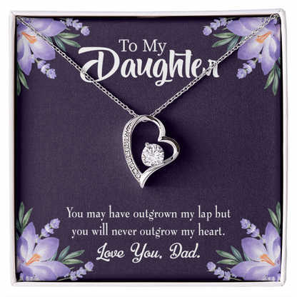 To My Daughter Never Outgrow my Heart From Dad Forever Necklace w Message Card-Express Your Love Gifts