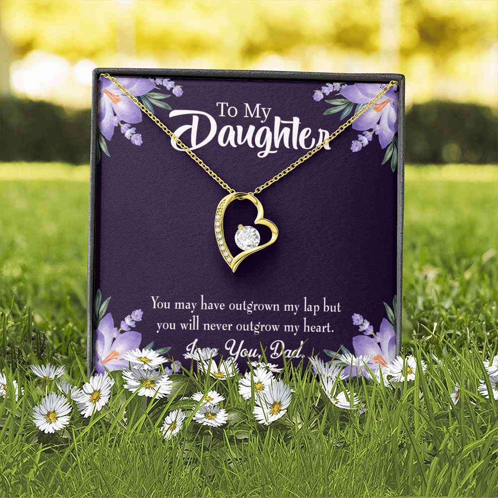 To My Daughter Never Outgrow my Heart From Dad Forever Necklace w Message Card-Express Your Love Gifts