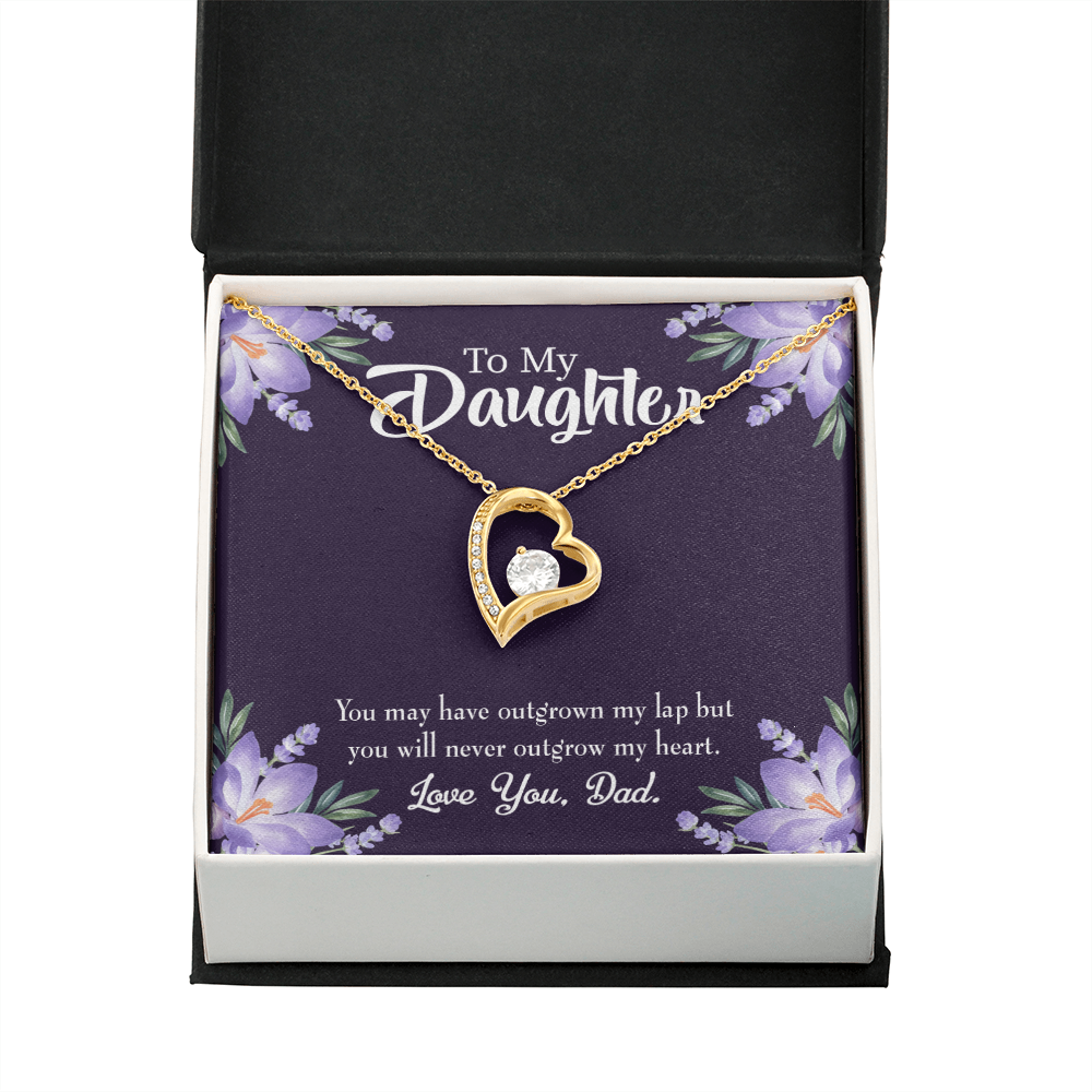 To My Daughter Never Outgrow my Heart From Dad Forever Necklace w Message Card-Express Your Love Gifts
