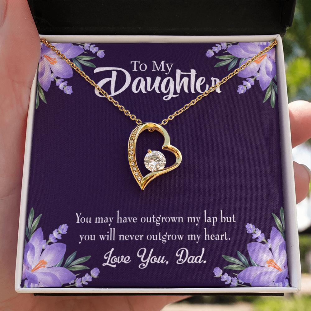 To My Daughter Never Outgrow my Heart From Dad Forever Necklace w Message Card-Express Your Love Gifts