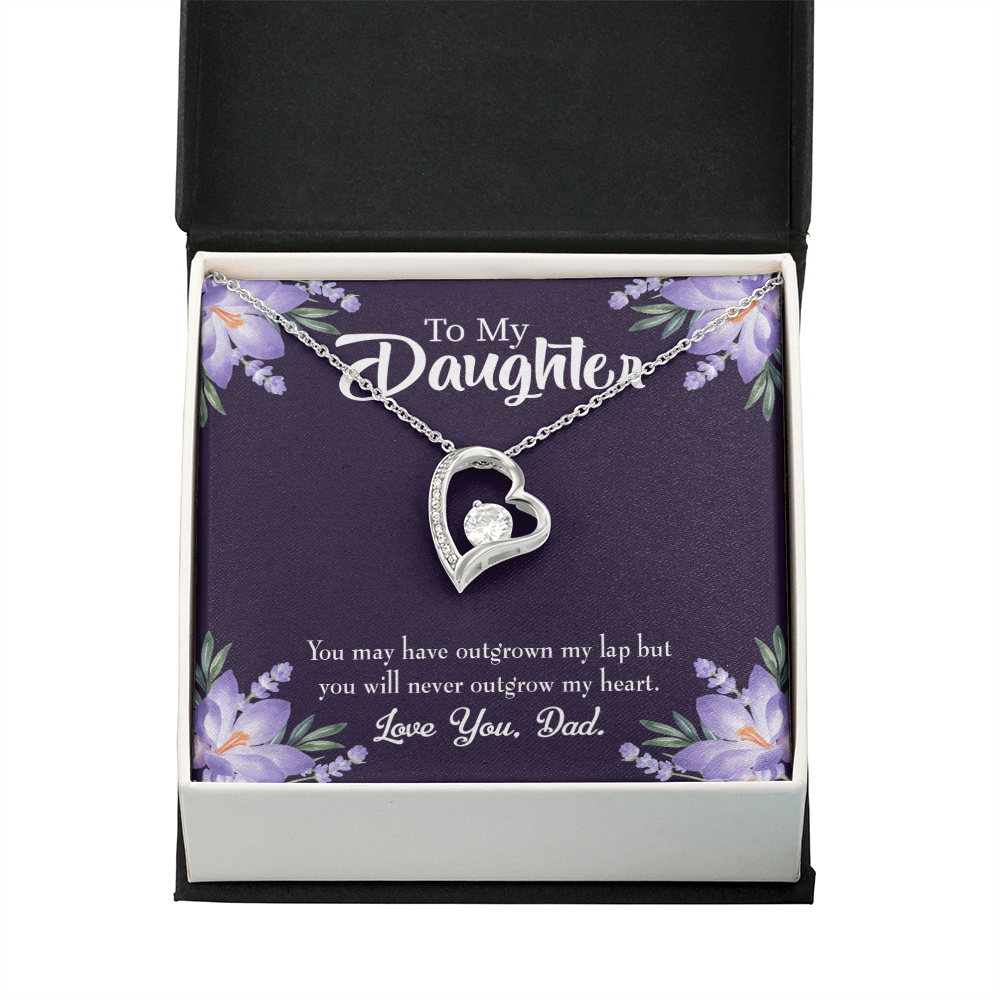 To My Daughter Never Outgrow my Heart From Dad Forever Necklace w Message Card-Express Your Love Gifts