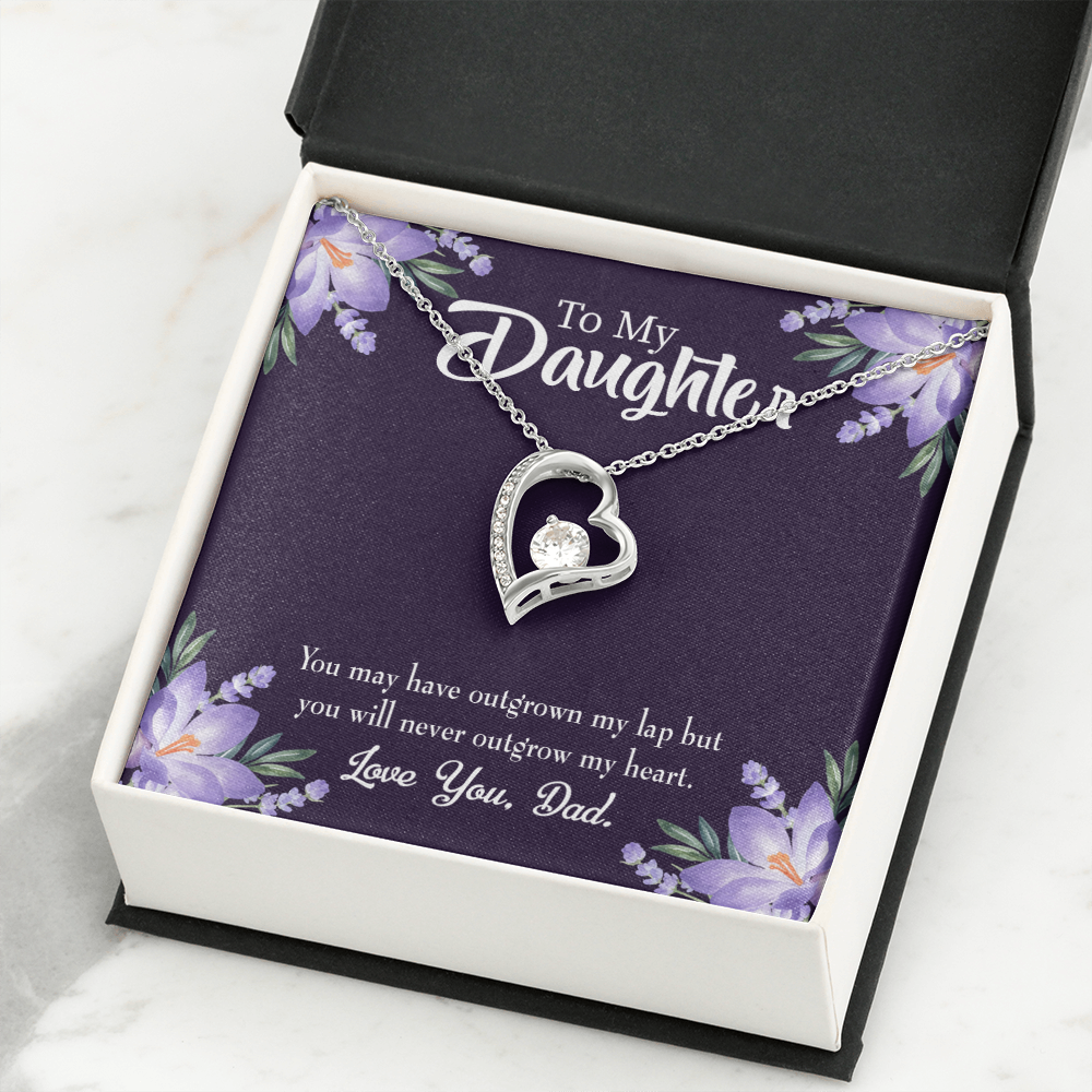 To My Daughter Never Outgrow my Heart From Dad Forever Necklace w Message Card-Express Your Love Gifts