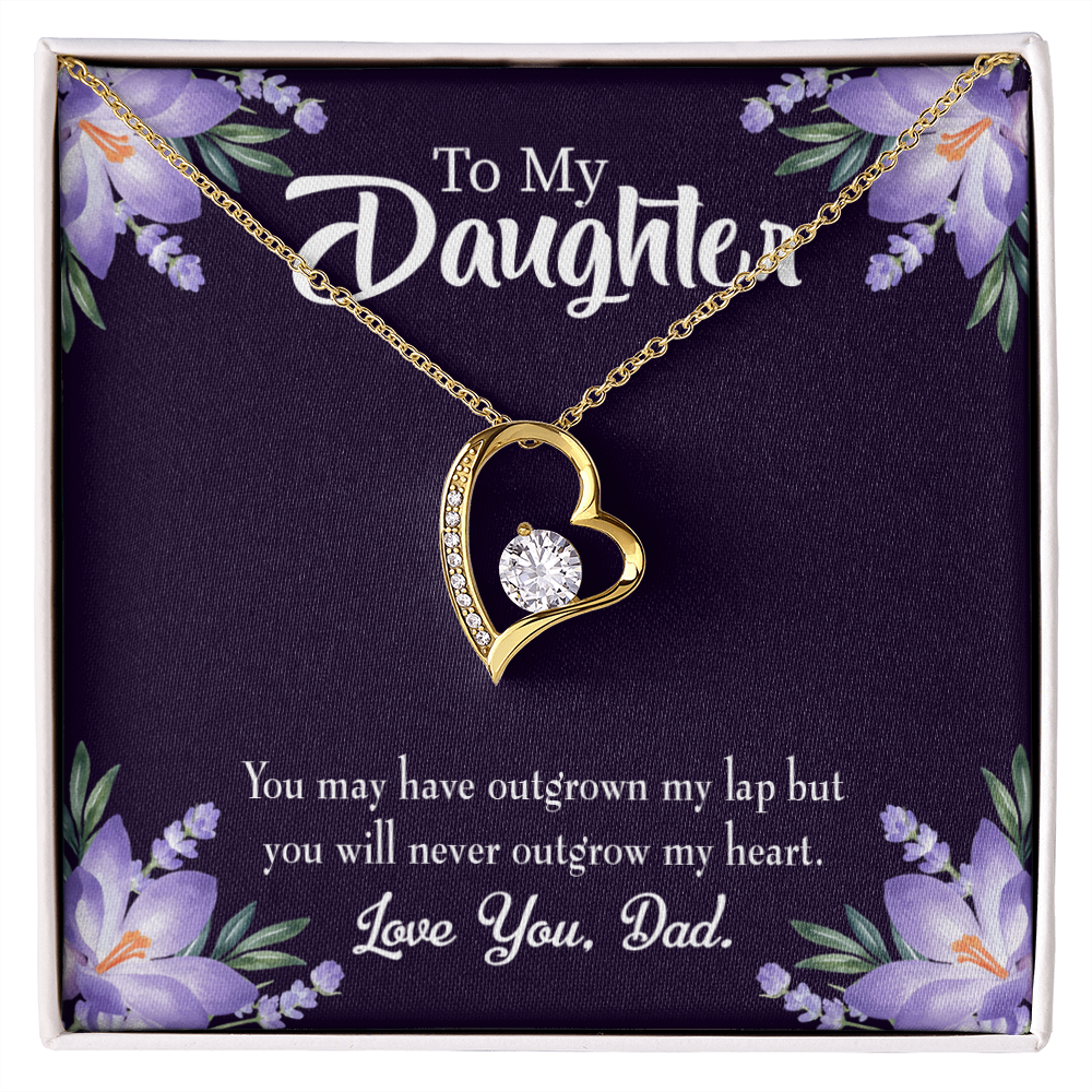 To My Daughter Never Outgrow my Heart From Dad Forever Necklace w Message Card-Express Your Love Gifts