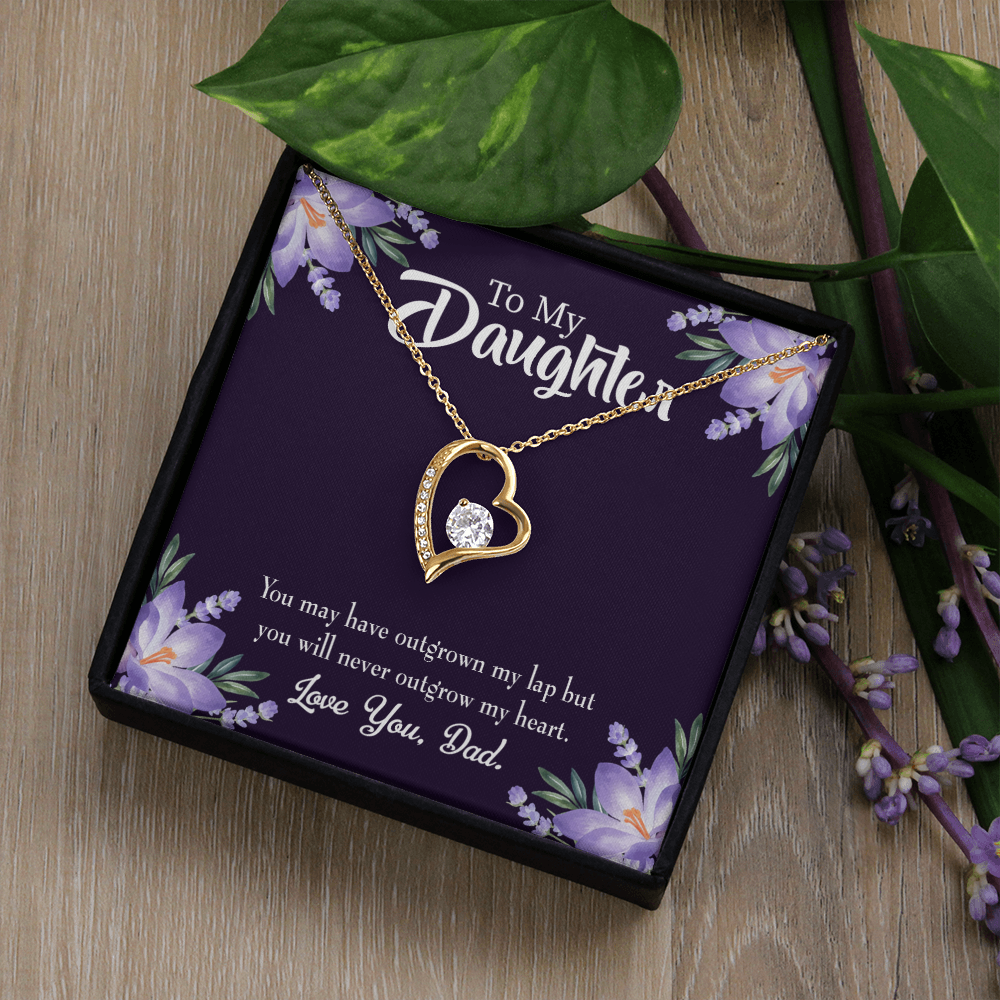 To My Daughter Never Outgrow my Heart From Dad Forever Necklace w Message Card-Express Your Love Gifts