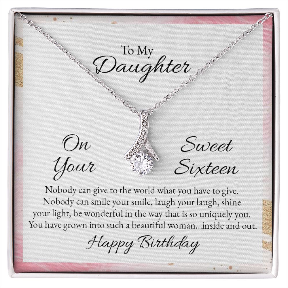 To My Daughter Nobody Can Give to the World Alluring Ribbon Necklace Message Card-Express Your Love Gifts