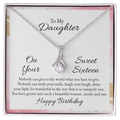 To My Daughter Nobody Can Give to the World Alluring Ribbon Necklace Message Card-Express Your Love Gifts