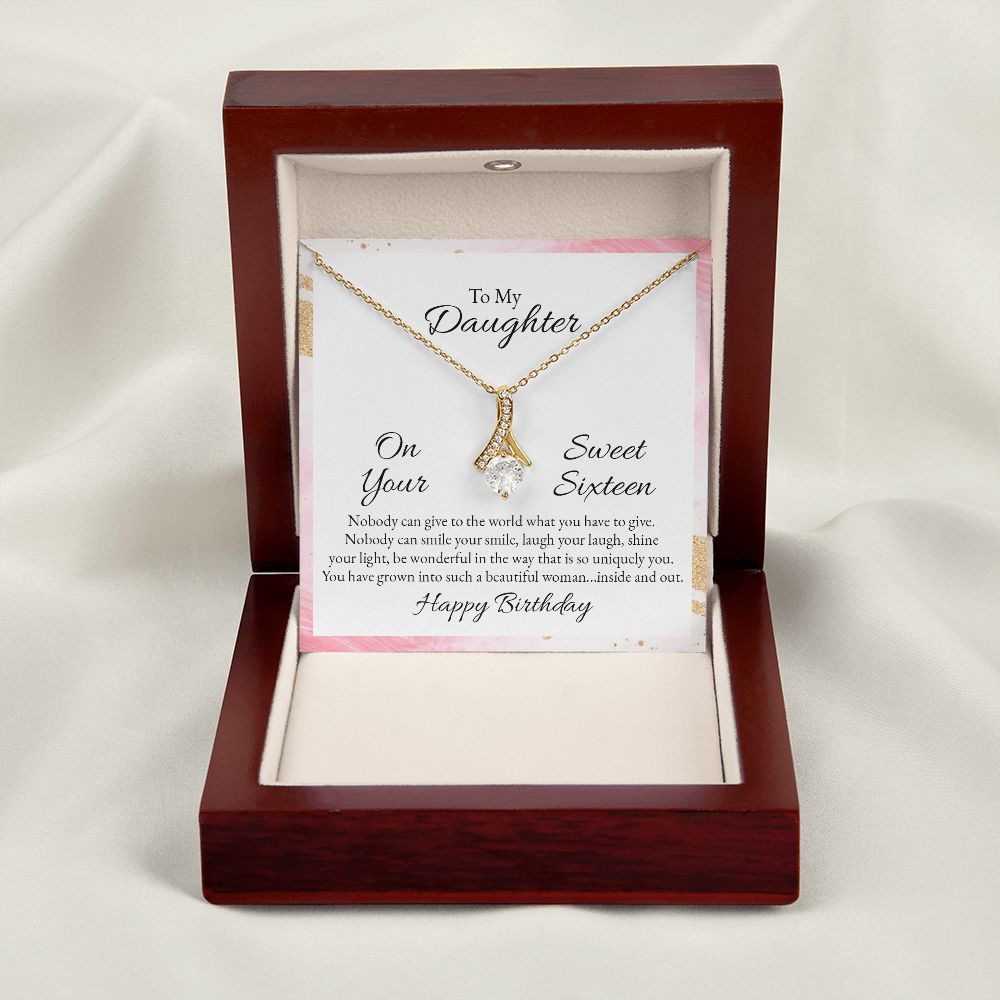 To My Daughter Nobody Can Give to the World Alluring Ribbon Necklace Message Card-Express Your Love Gifts
