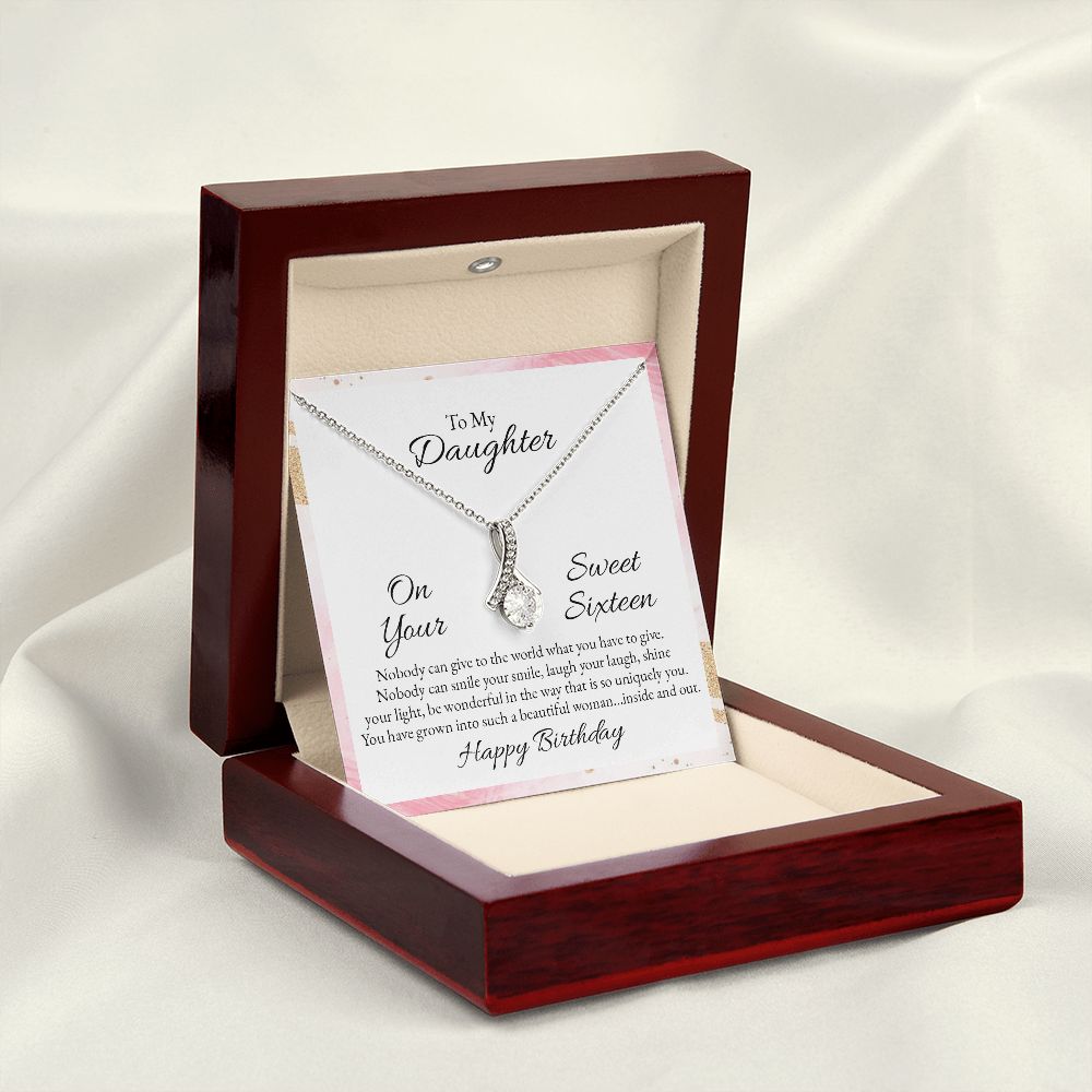 To My Daughter Nobody Can Give to the World Alluring Ribbon Necklace Message Card-Express Your Love Gifts