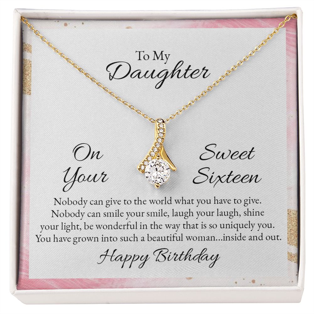 To My Daughter Nobody Can Give to the World Alluring Ribbon Necklace Message Card-Express Your Love Gifts