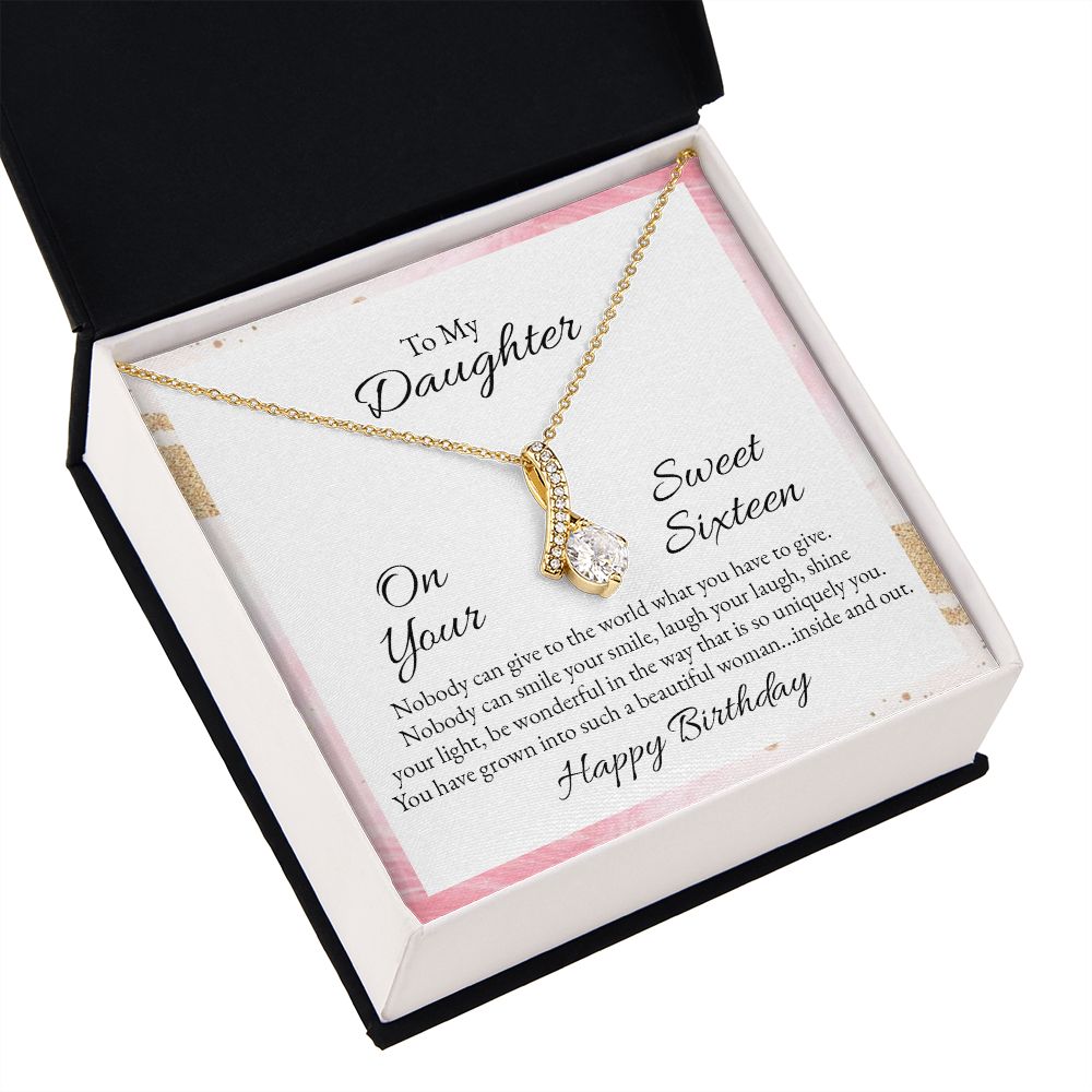 To My Daughter Nobody Can Give to the World Alluring Ribbon Necklace Message Card-Express Your Love Gifts