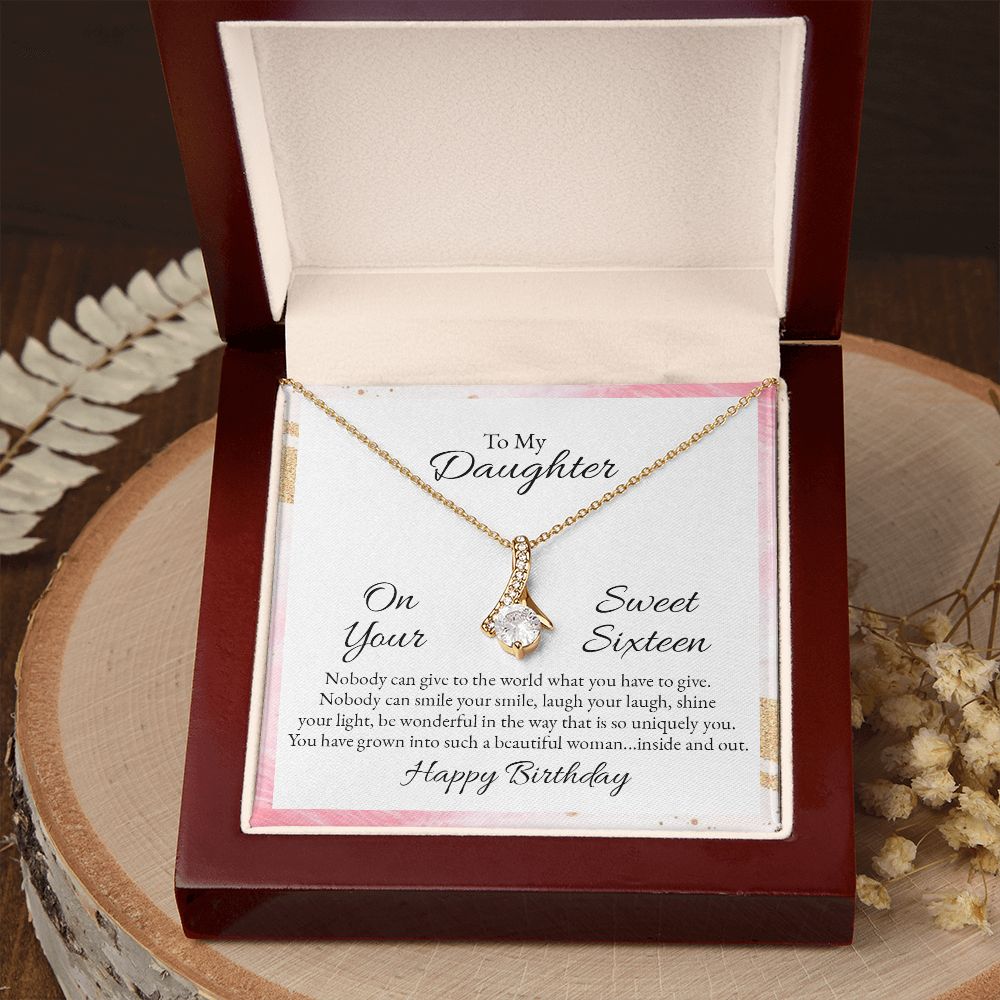 To My Daughter Nobody Can Give to the World Alluring Ribbon Necklace Message Card-Express Your Love Gifts