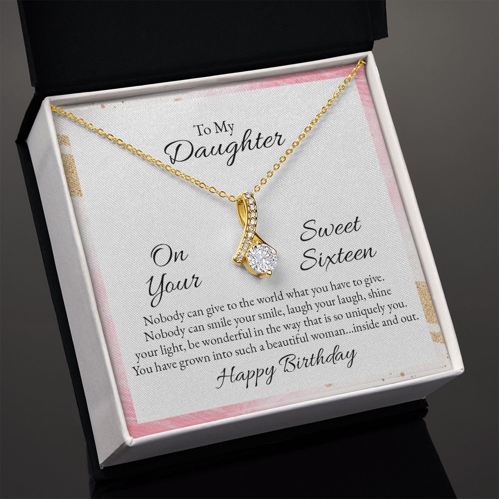 To My Daughter Nobody Can Give to the World Alluring Ribbon Necklace Message Card-Express Your Love Gifts