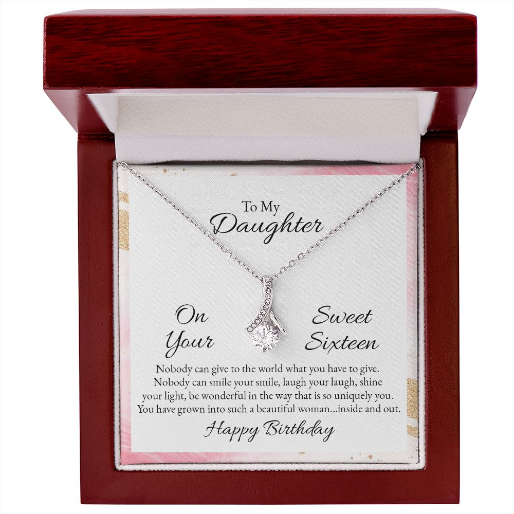 To My Daughter Nobody Can Give to the World Alluring Ribbon Necklace Message Card-Express Your Love Gifts