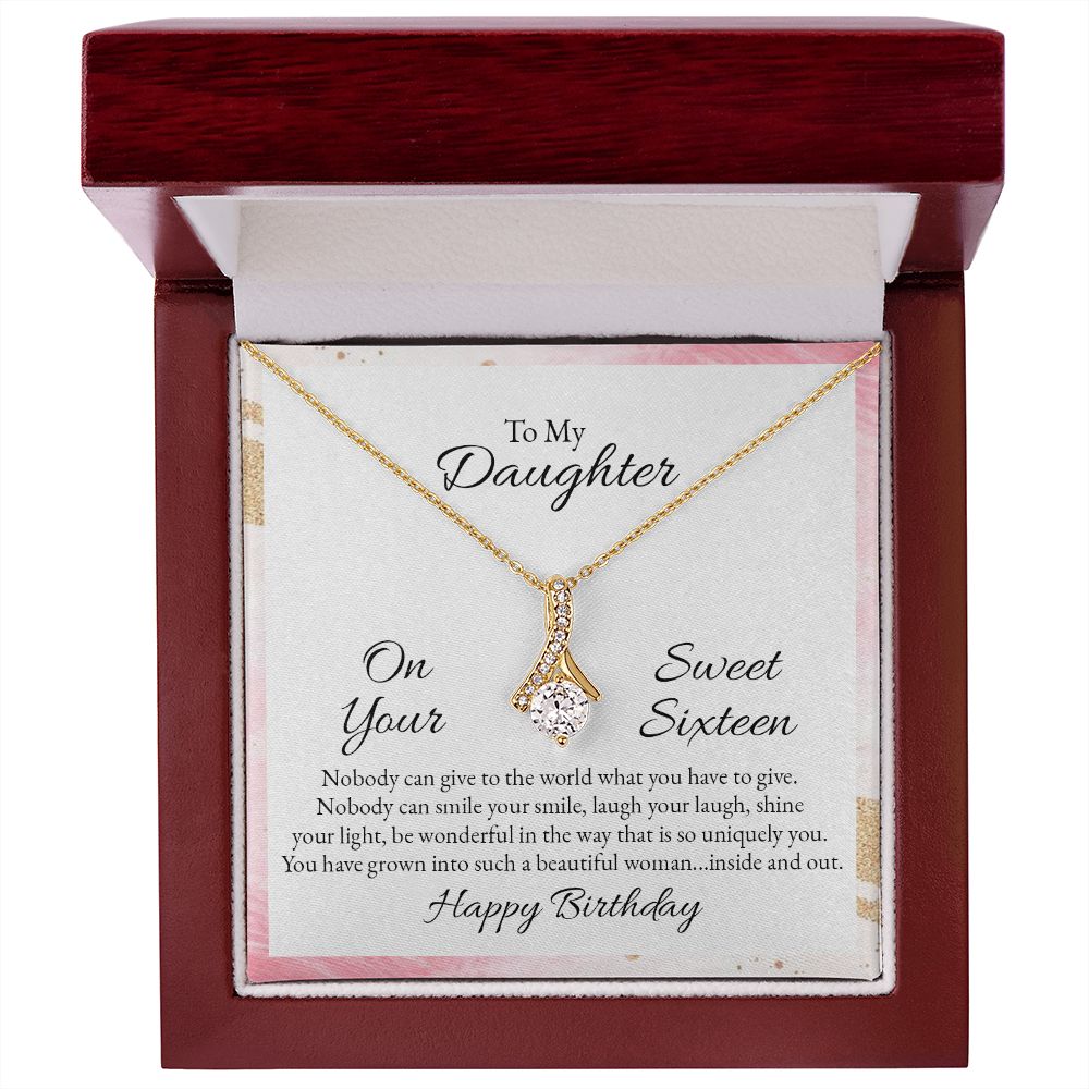 To My Daughter Nobody Can Give to the World Alluring Ribbon Necklace Message Card-Express Your Love Gifts