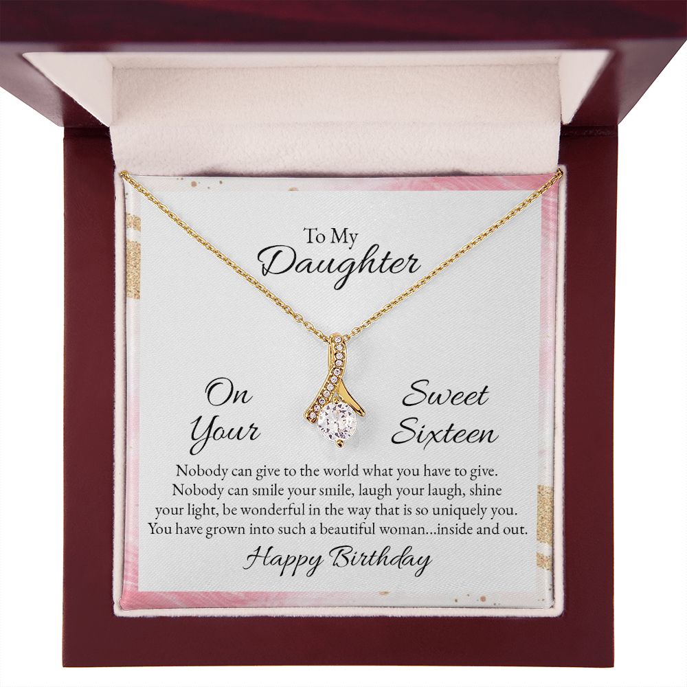 To My Daughter Nobody Can Give to the World Alluring Ribbon Necklace Message Card-Express Your Love Gifts