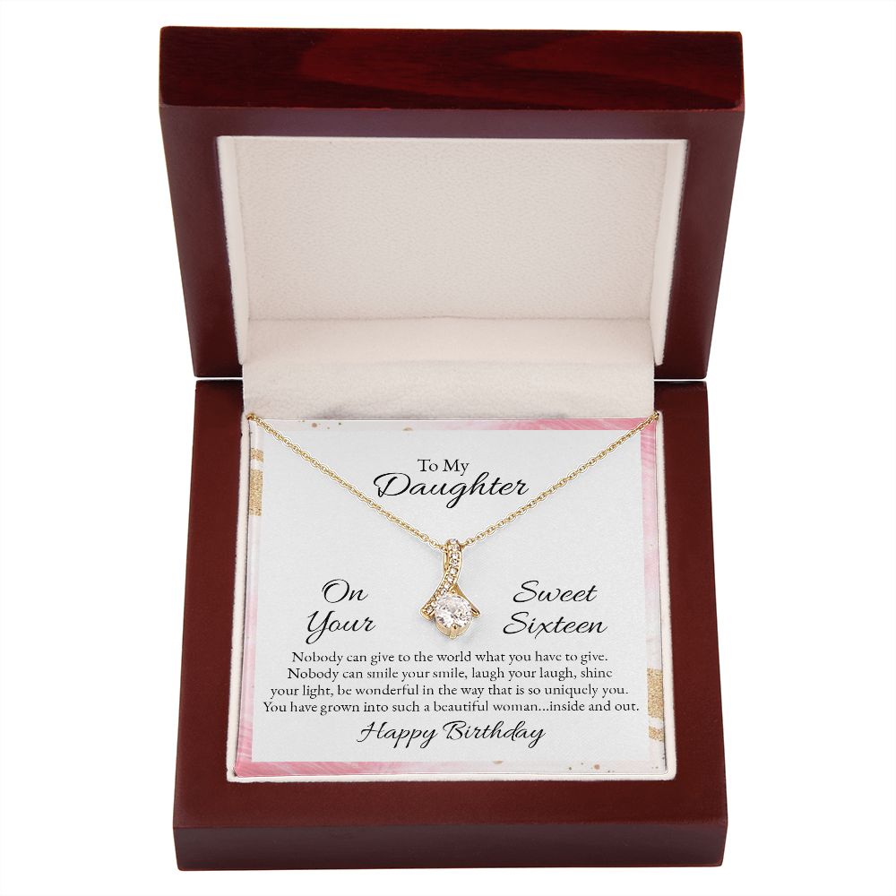 To My Daughter Nobody Can Give to the World Alluring Ribbon Necklace Message Card-Express Your Love Gifts