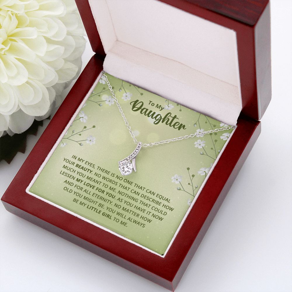 To My Daughter Nothing That Could Lessen My Love For You Alluring Ribbon Necklace Message Card-Express Your Love Gifts