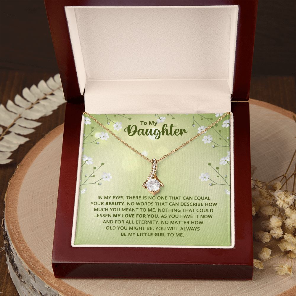 To My Daughter Nothing That Could Lessen My Love For You Alluring Ribbon Necklace Message Card-Express Your Love Gifts