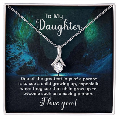 To My Daughter One of the Greatest Joys of a Parent Alluring Ribbon Necklace Message Card-Express Your Love Gifts
