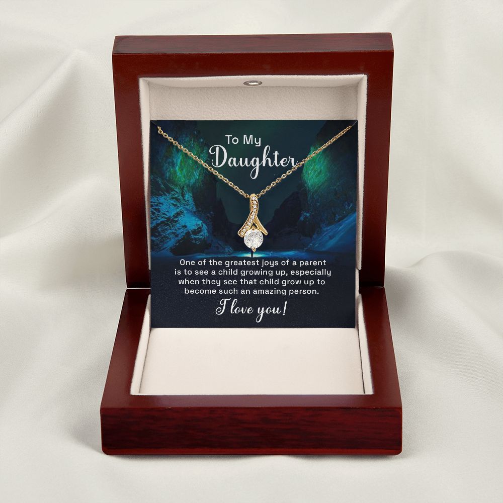 To My Daughter One of the Greatest Joys of a Parent Alluring Ribbon Necklace Message Card-Express Your Love Gifts
