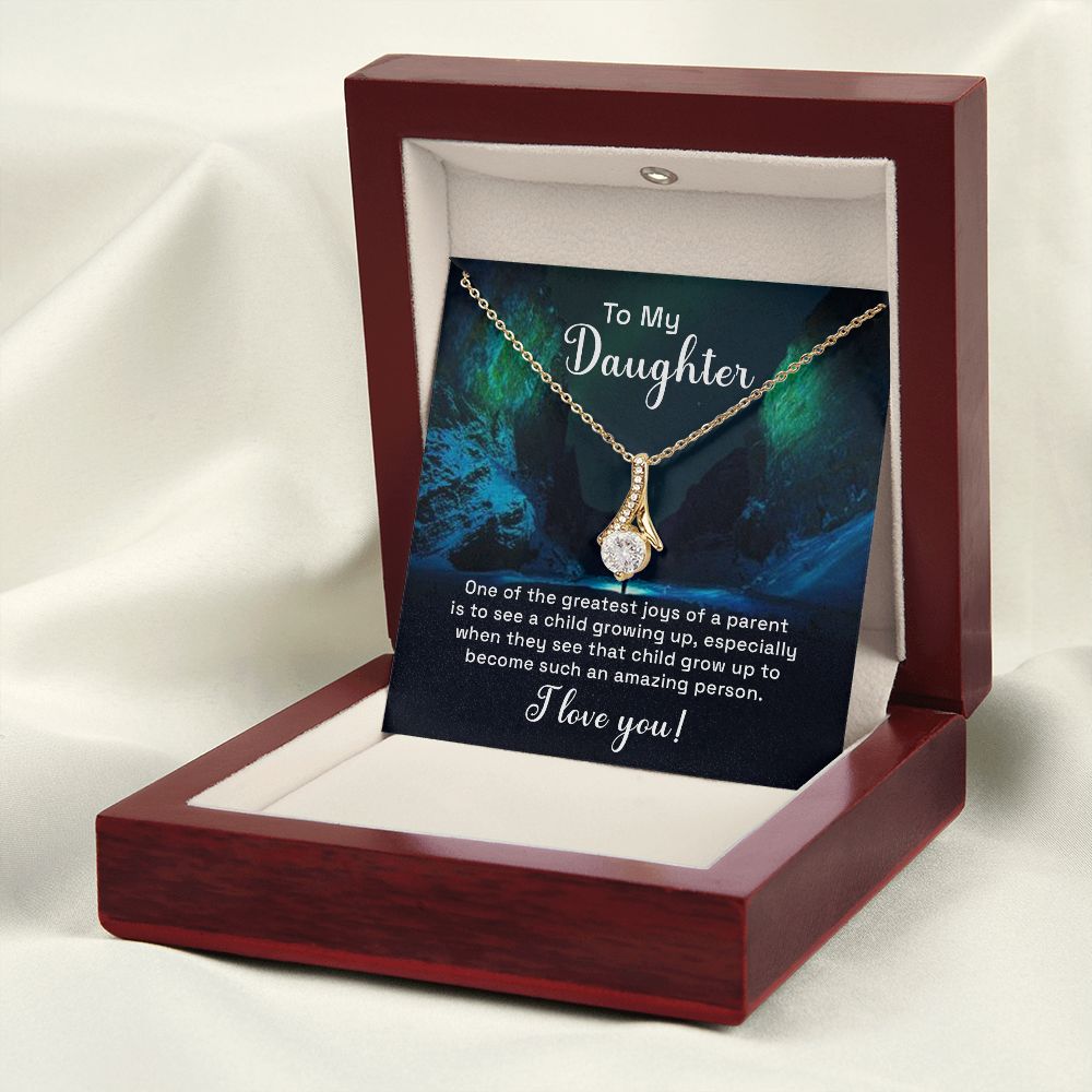 To My Daughter One of the Greatest Joys of a Parent Alluring Ribbon Necklace Message Card-Express Your Love Gifts