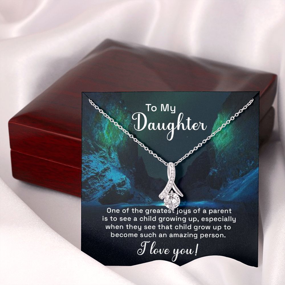 To My Daughter One of the Greatest Joys of a Parent Alluring Ribbon Necklace Message Card-Express Your Love Gifts