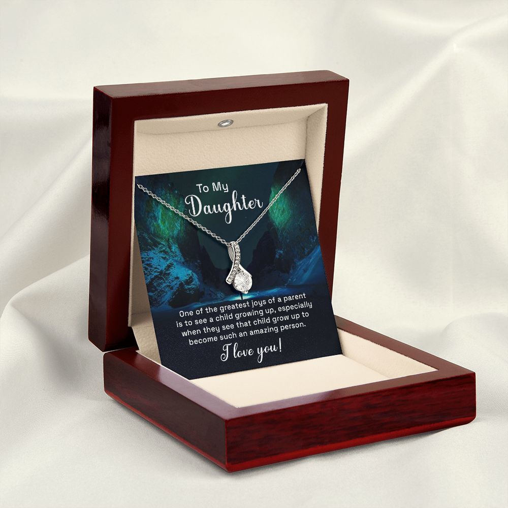To My Daughter One of the Greatest Joys of a Parent Alluring Ribbon Necklace Message Card-Express Your Love Gifts