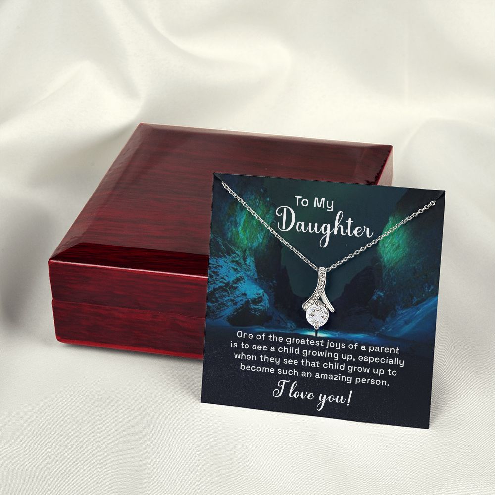 To My Daughter One of the Greatest Joys of a Parent Alluring Ribbon Necklace Message Card-Express Your Love Gifts