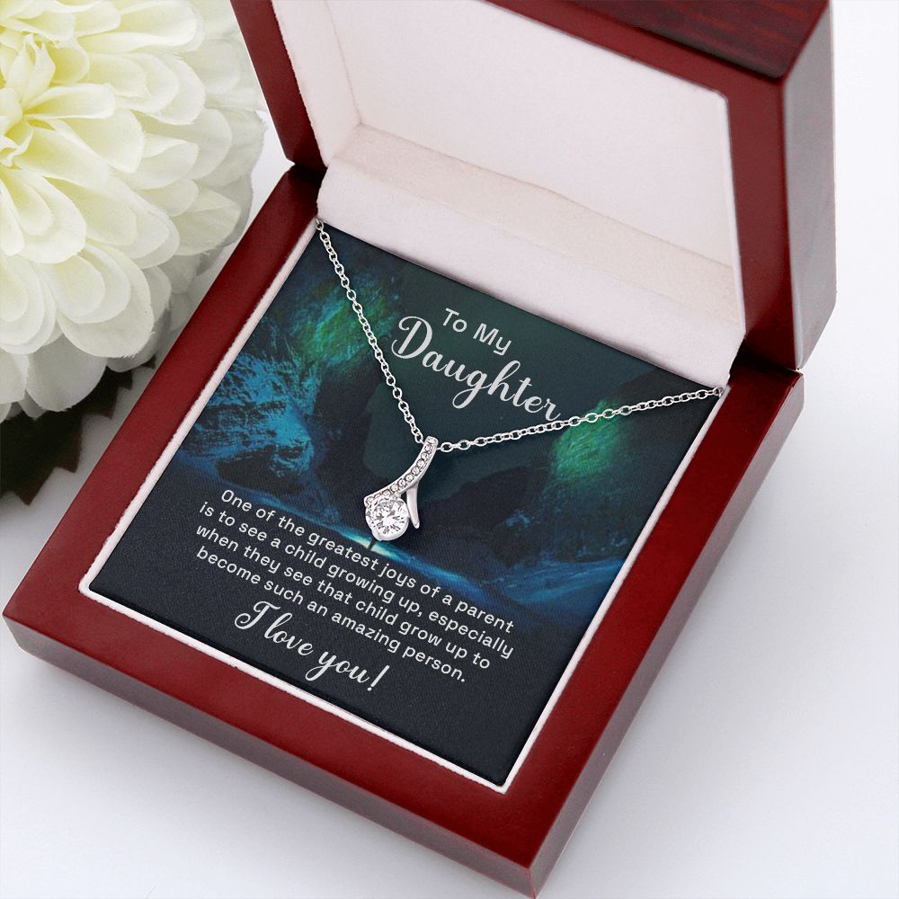 To My Daughter One of the Greatest Joys of a Parent Alluring Ribbon Necklace Message Card-Express Your Love Gifts